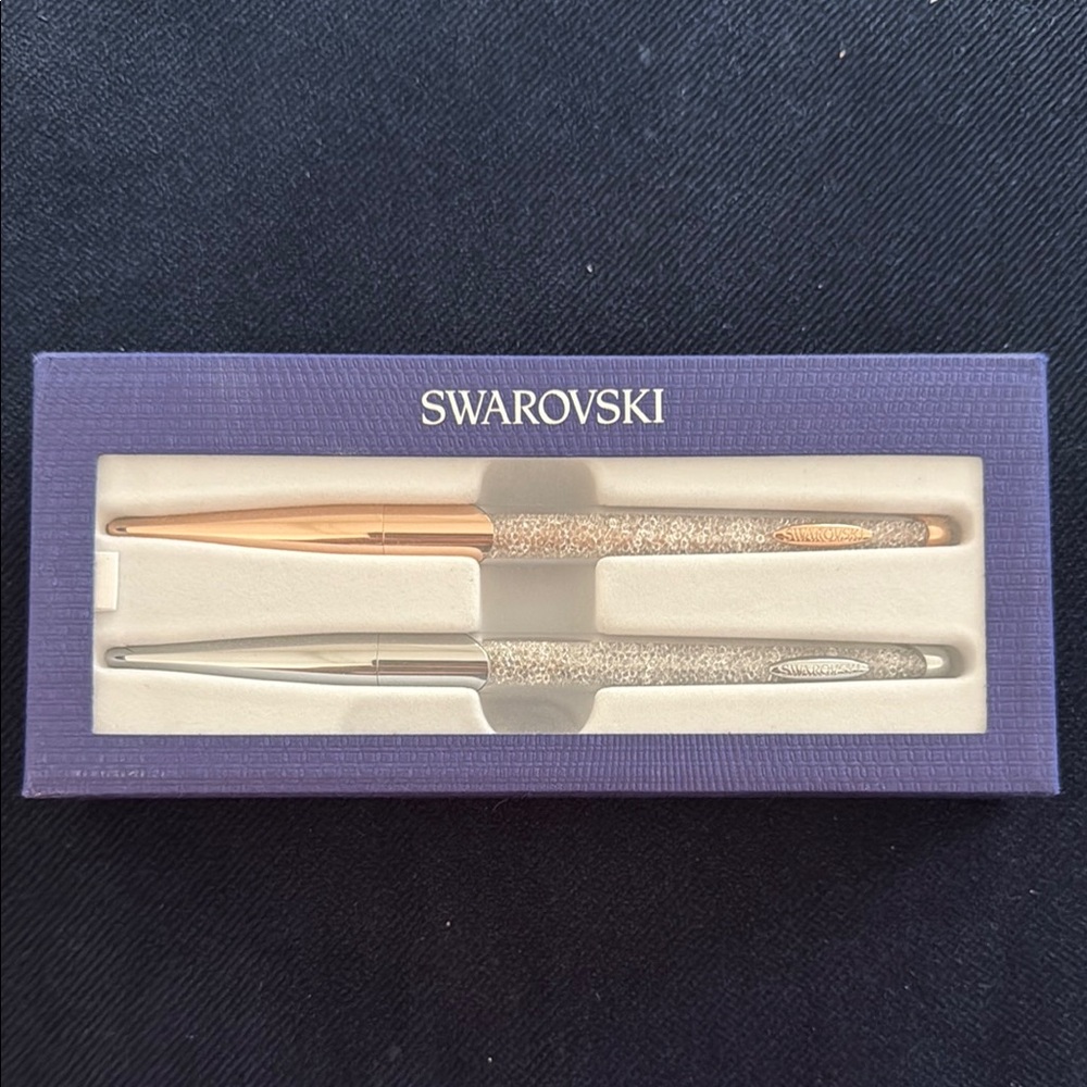 Swarovski Crystalline Nova Ballpoint Pen boxed Set Silver and Gold